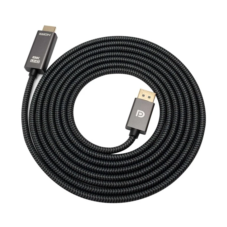 8K DisplayPort 1.4 Male To HDMI 2.1 Male Cable For Projector, Monitor, Desktop